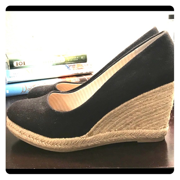 Bass Shoes - Bass Espadrille Black Kester Wedges 7.5M